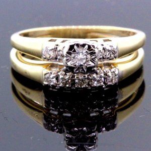 Womens 14k Yellow Gold & Diamond Engagement Ring